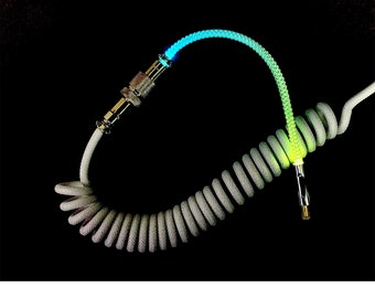 Coiled Cable / RGB Luminous Coiled Mechanical Keyboard Cable / Coiled Keyboard Cable USB C / Custom Mechanical Keyboard Cable