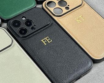 Custom Embossed Vegan Leather iPhone Case: Personalized iPhone 17 16 15 14 13 Pro Max