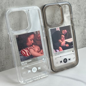 Personalisierte Musik Plaque iPhone Hülle für iPhone 16 15 14 13 12 11 Pro Max XR, benutzerdefinierte Bild iPhone Hülle, durchsichtige iPhone Hülle