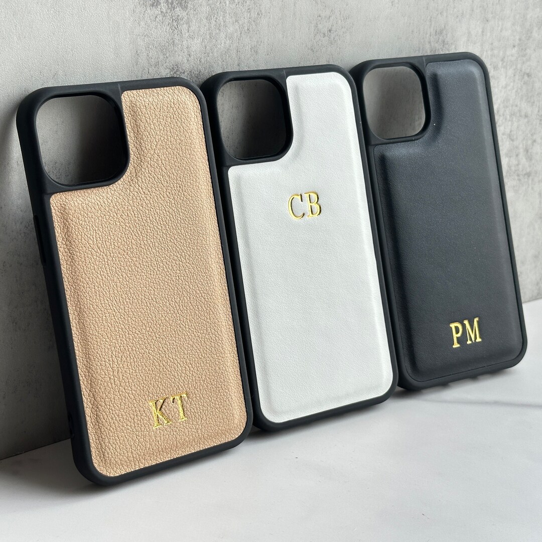 Custom Embossed Phone Case Personalized Leather Case for iPhone 15, 14