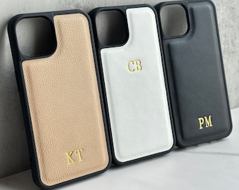 Custom Embossed Phone Case - Personalized Leather Case for iPhone 15, 14, 13, 12, 11, XR, XS, X 8, 7 Plus, Pro, Max, SE, Mini