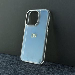 Gepersonaliseerde doorzichtige epoxyhars iPhone-hoesje - aangepaste initialen of naam voor iPhone 16 15, 14, 13, 12, 11, XR, XS, X 8, 7 Plus, Pro, Max, SE