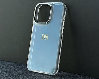 Personalized Clear Epoxy Resin iPhone Case: Custom Initials