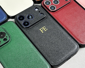 Custom Embossed Vegan Leather MagSafe iPhone Case: Personalized iPhone 17 16 15 14 13 Pro Max