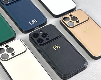 Custom Embossed Vegan Leather iPhone Case: Personalized iPhone 17 16 15 14 13 Pro Max