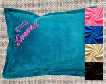 Hundekissen mit Namen bestickt Hunde Baby Deco Kissen Geschenk Kuschelkissen in 5 Farben personalisiert dog pillow