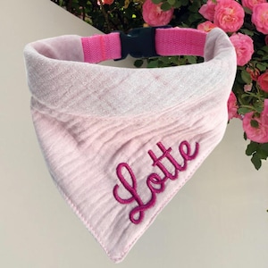 Muslin dog bandana with collar embroidered personalized bandana cloth dog gift cotton dog bandana