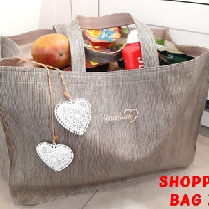 Bolsa de compras XXL feita de couro sintético cesta de compras dobrável sacola shopper estilo retrô vintage