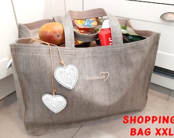 XXL shopping bag made of faux leather shopping basket foldable bag tote shopper retro vintage style