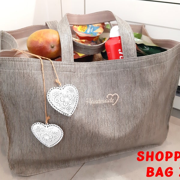 XXL Einkaufstasche Shopping Bag aus Kunstleder Einkaufskorb faltbar Tasche Tragetasche Shopper Retro Vintage Style