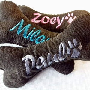 Dog bone 26 cm embroidered with name toy dog toy personalized with squeaker or rattle bone dog toy dog bone image 4