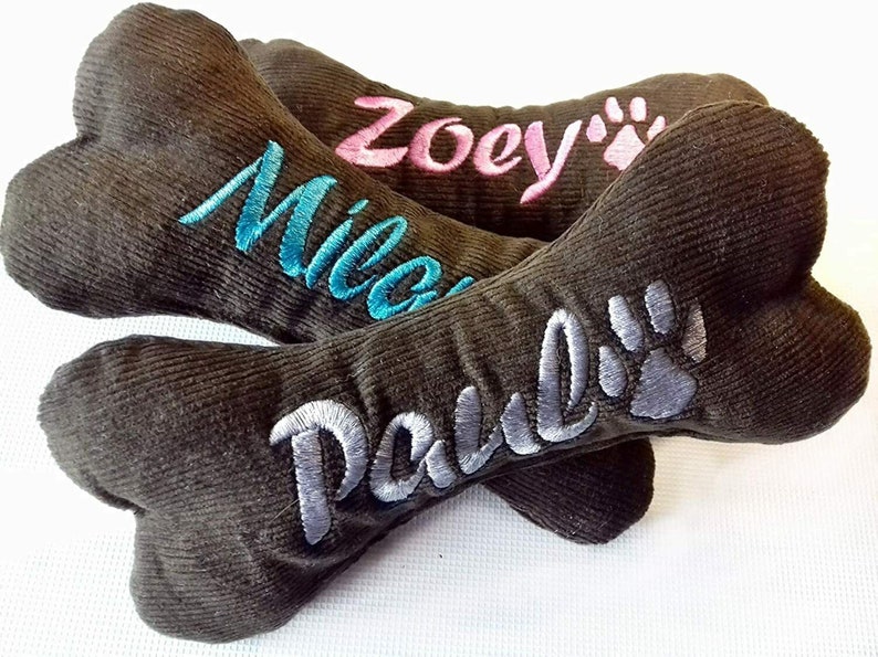 Dog bone 26 cm embroidered with name toy dog toy personalized with squeaker or rattle bone dog toy dog bone image 4