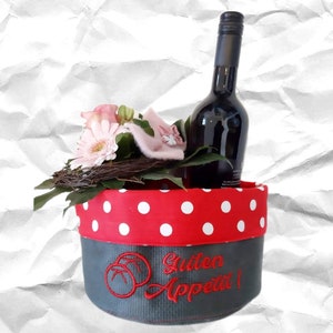 Fabric basket bread basket 20 x 12 cm embroidered dots fabric basket bread basket housewarming gift cloth basket