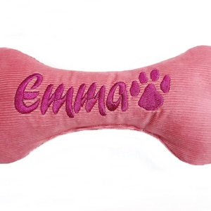 Dog bone 26 cm embroidered with name toy dog toy personalized with squeaker or rattle bone dog toy dog bone Altrosa ( Cord )