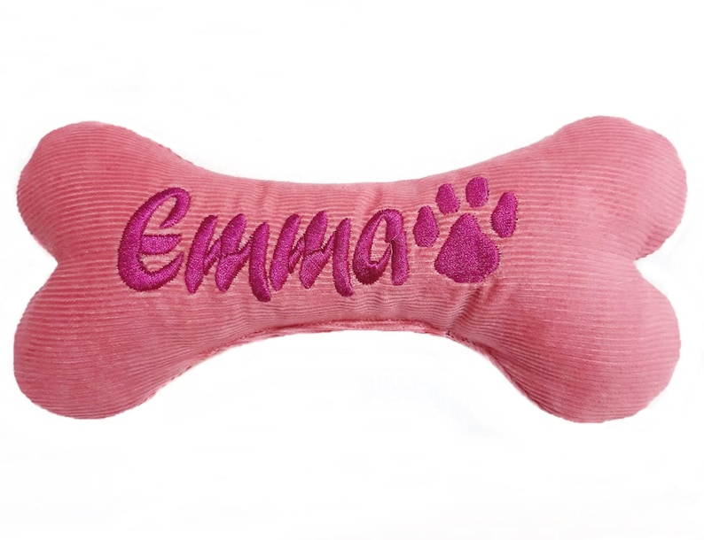 Dog bone 26 cm embroidered with name toy dog toy personalized with squeaker or rattle bone dog toy dog bone Altrosa ( Cord )