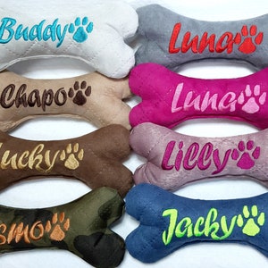 Dog bone 33 cm embroidered with name toy dog toy personalized with squeaker or rattle bone dog toy dog bone