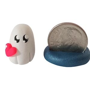 Cute Tiny Ghost, Handmade Polymer Clay Ghost Figure, Mini Ghost, Miniature Ghost, Seasonal Fairy Garden Ghost, Ghost Desk Buddy, Ghost Gift