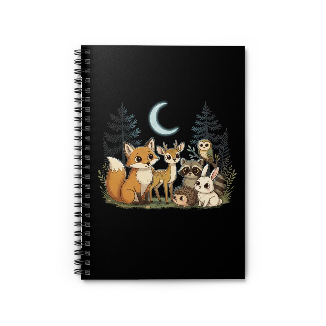 Woodland Friends Moonlight Spiral Notebook | Ruled Journal - Etsy