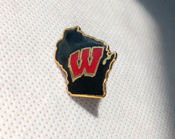 Wisconsin Forward Pin University of Wisconsin Logo Lapel Pin, WI. State Shape With W ...