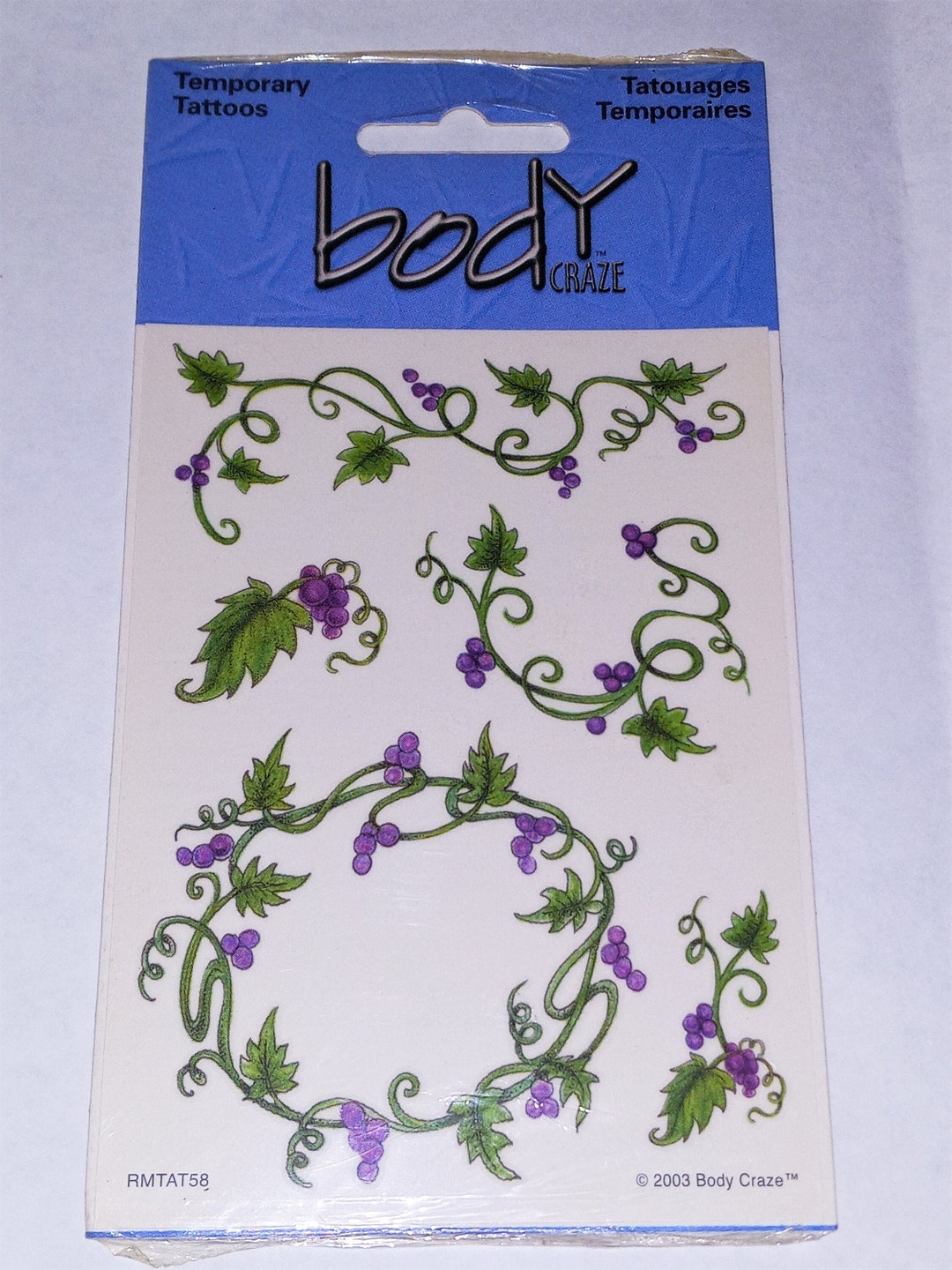 Vintage Temporary Tattoos Body Art Sandylion Grape Vines Etsy