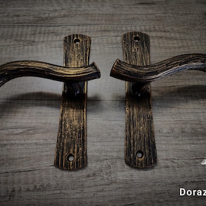 Set of big Door pull.Rustic door decor. door hardware. door handle. Wrought iron door handle.