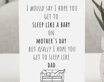 Funny Mothers Day Card, Black and White, PRINTABLE DOWNLOAD, Digital Mother's Day Card, eCard for Mothers Day