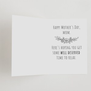 Funny Mothers Day Card, Black and White, PRINTABLE DOWNLOAD, Digital Mother's Day Card, eCard for Mothers Day image 2