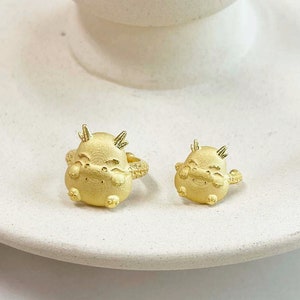 Gold Adorable Dragon Baby Ring 24K 0.999 Pure 3.75g 1.875g 한돈 반돈 | Dol Ring | Engraved Baby Ring | Baby Gold Band |  돌반지 순금 | 돌 반지