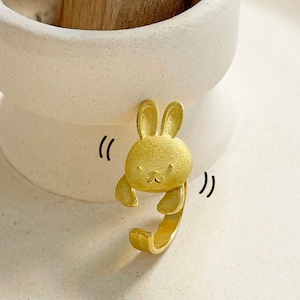 Gold Hop-hop Rabbit Baby Ring 24K 0.999 Pure 3.75g 한돈 | Dol Ring | Engraved Baby Ring | Baby Gold Band |  돌반지 순금 | 돌 반지 | Baby Gold Ring