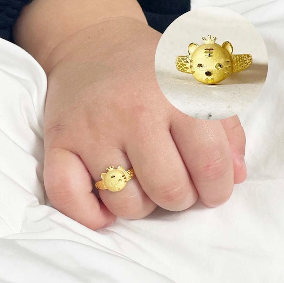 Gold Tiara Tiger Baby Ring 24K 0.999 Pure 1.875g 반돈 Dol Ring Engraved Baby  Ring Baby Gold Band 돌 반지 Baby Gold Ring - Etsy
