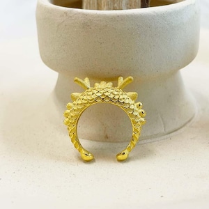 Gold Baby Dragon Ring 24K 0.999 Pure 3.75g 한돈 | Dol Ring | Engraved Baby Ring | Baby Gold Band |  돌반지 순금 | 돌 반지