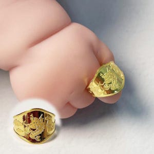 Gold Dragon Baby Ring 24K 0.999 Pure 1g | Dol Ring | Engraved Baby Ring | Baby Gold Band |  돌반지 순금 | 돌 반지 | Baby Gold Ring