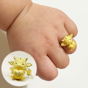 Gold Lovely Baby Dragon Ring 24K 0.999 Pure 3.75g 한돈 | Dol Ring | Engraved Baby Ring | Baby Gold Band |돌 반지 | Baby Gold Ring