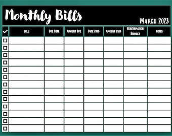 Printable Monthly Bill Tracker and Password Login Organizer - Etsy