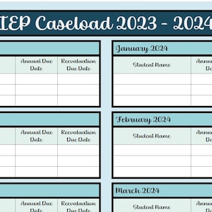 IEP Caseload Organizer/Calendar