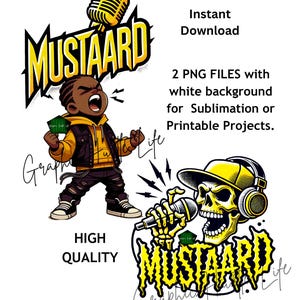 Kendrick Inspired MOSTAARD png, Tv Off Inspired png, Cartoon MOSTAARD Sublimation png, Skull Microphone MOSTAARD png, Rapper Inspired png