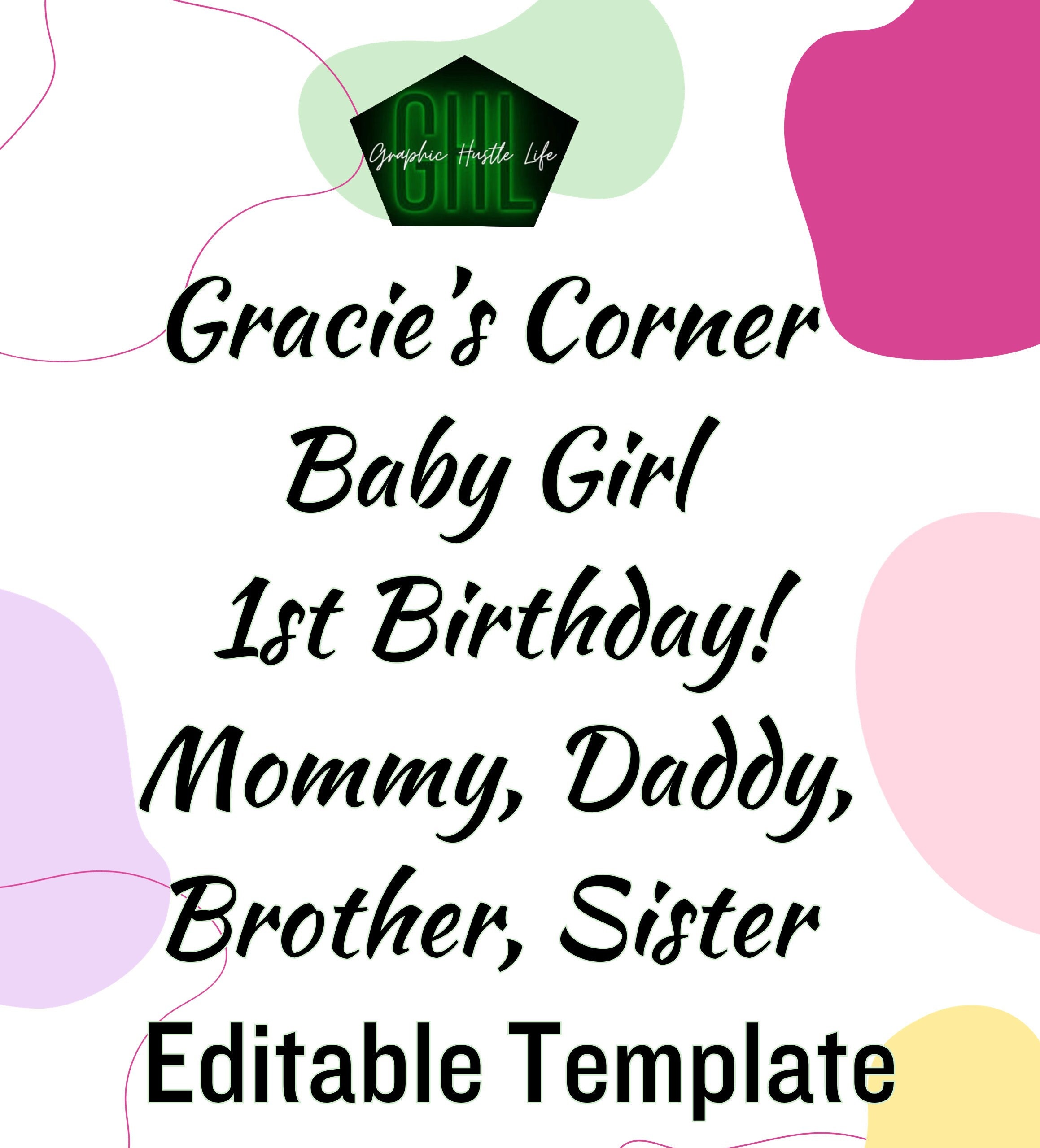 Baby Girl First Birthday Template Sublimation DTF Print Girl First Baby Girl First Birthday Template Sublimation DTF Print Girl First