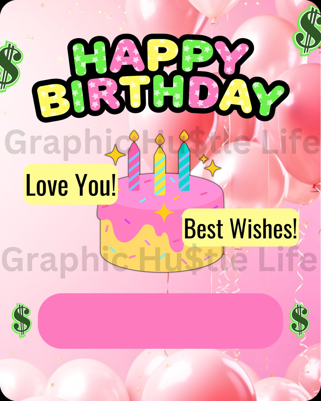 Printable Kids Birthday Money Cards Png Bundle, Birthday Money Card Png ...