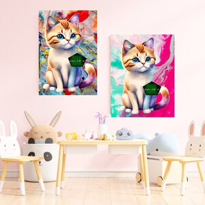 Watercolor Kitten Art, bundle cat art prints png, colorful cat sublimation, cat sublimation design, watercolor clipart, kitten clipart