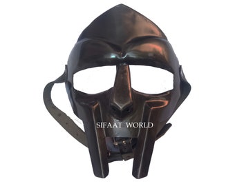 MF Doom Mask, Halloween Medieval Costume Mask Black, Gladiator Style Re-Enactment Adult Mask, Cosplay Halloween Costume