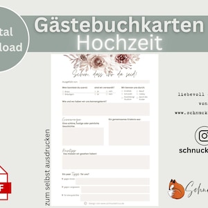 Gästebuchkarten zur Hochzeit (digital download)
