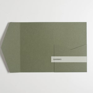 Busta a portafoglio, busta verde oliva, buste da matrimonio, busta tascabile rettangolare, buste RSVP, busta tascabile
