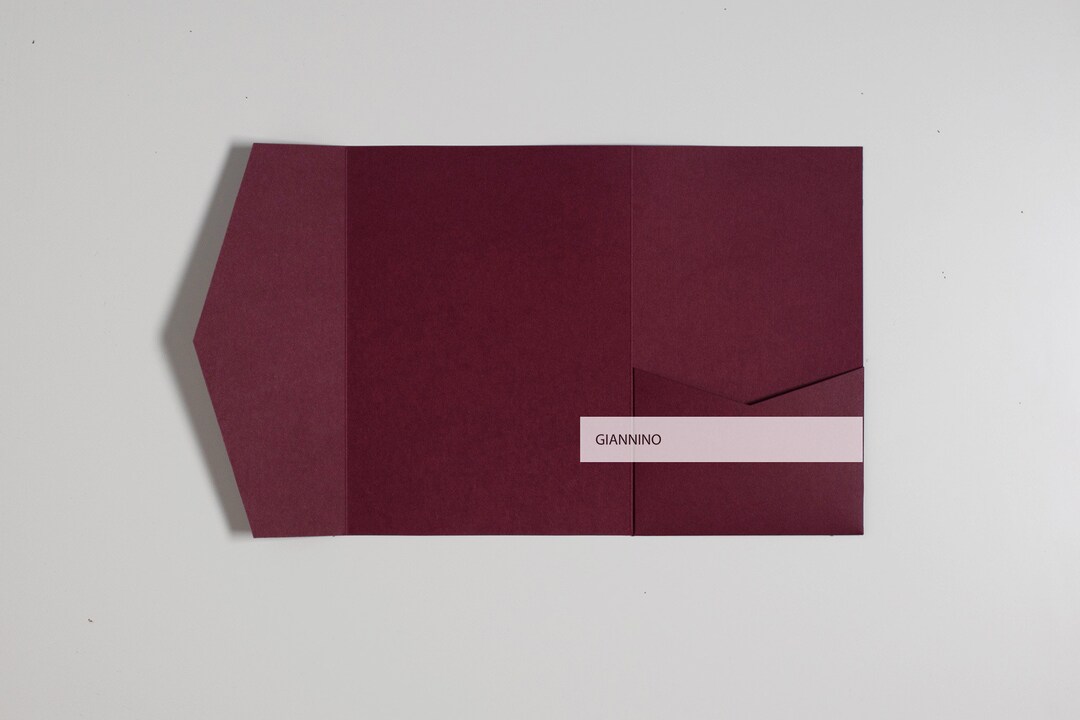 Pocket Fold Invite A7 Burgundy Envelope, Wedding Stationery