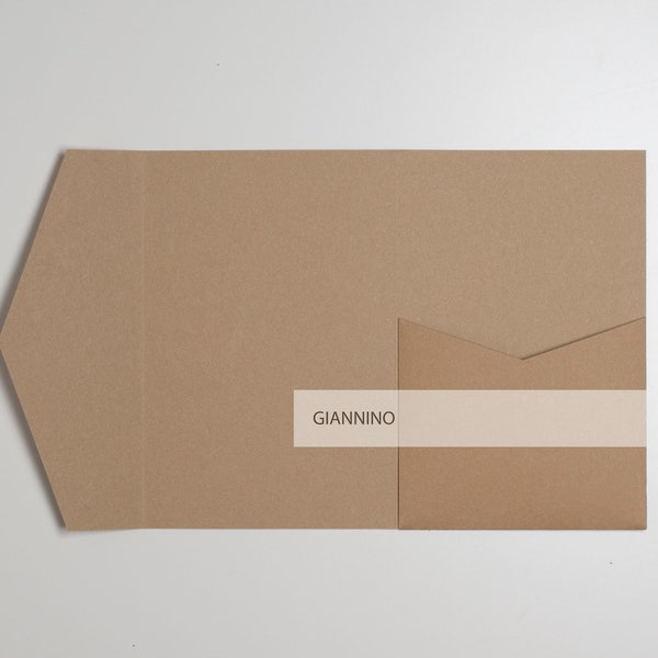 Pocket fold invitation, kraft brown color, wedding envelopes, rectangular pocketfold, rsvp envelopes, pocket envelope