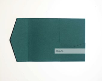 Pocket fold invite a7 forest green,   envelope, wedding stationery, rectangular pocket fold, rsvp envelopes, pocket envelope