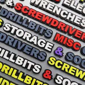 12pcs Custom Magnetic Toolbox Labels | Personalized Toolchest Organizer for Workshop Drawers & Equipment