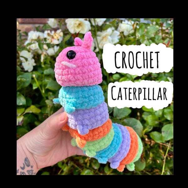 HANDMADE Crochet Caterpillar stuffy, amigurumi bugs, hand made crochet Caterpillar toy, cute baby rainbow Caterpillar gift for nursery,