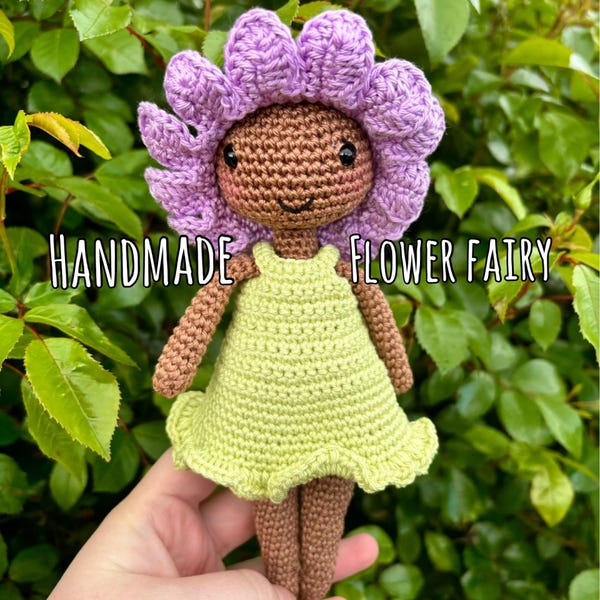 Amigurumi Crochet Flower Sprite Fairy doll for Kids, Montessori toys for children, Handamde Toy, Cute Fairies, unique dolls, crochet doll