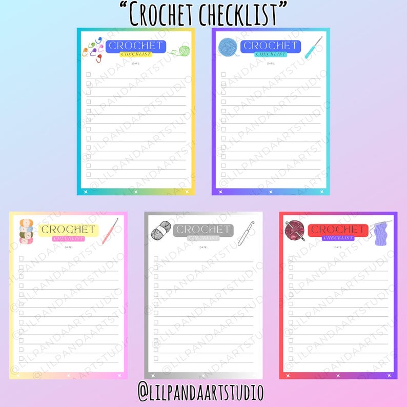 Crochet Checklist Printable &amp; Fillable, Daily to Do List Template, Task List, Instant Download ...