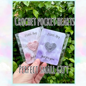 Crochet Pocket Hearts, Small Gift, Support and Mental Health Gifts, Back to School Gift for Friend, worry gift, grief gift, crochet hug